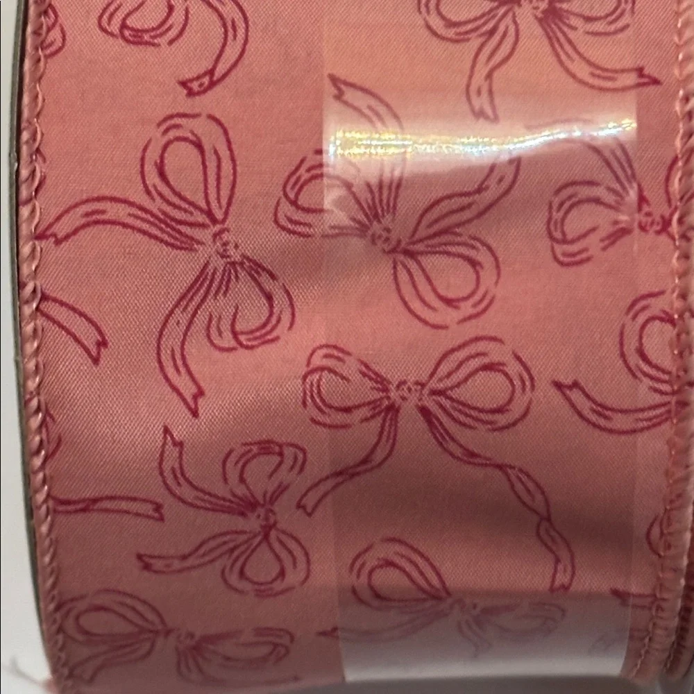 Pink Bow wire Ribbon Wide Light Pink Ribbon SET OF 6 Pink Girlie Bow Ribbon